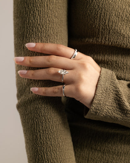 Zariyah - Marquise Claw Solitaire with Hidden Halo Engagement Ring - Platinum