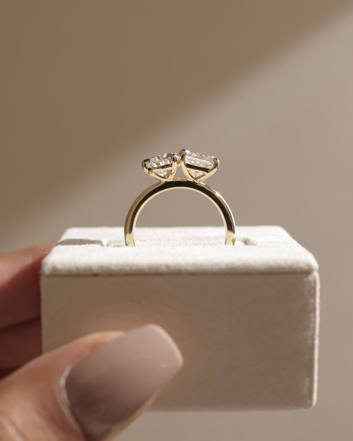 Svea - Pear and Princess Claw Toi et Moi Engagement Ring - Platinum