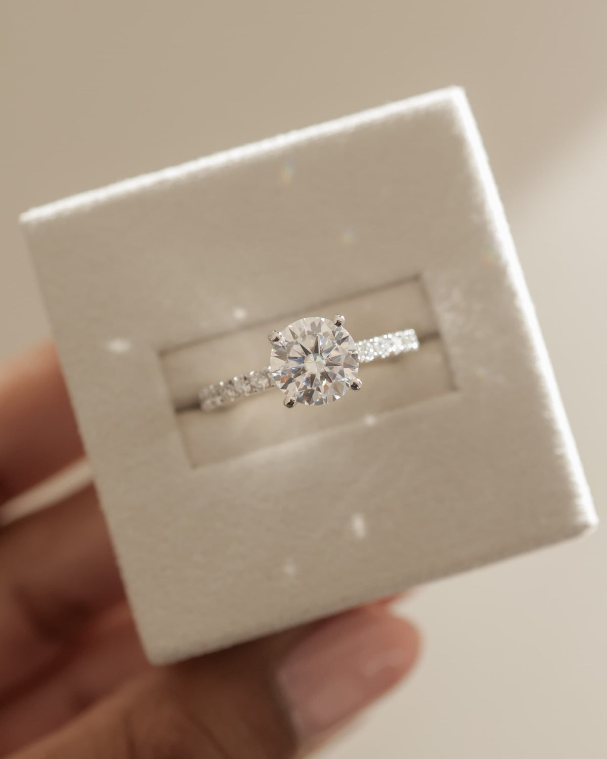 Charlie - Round Claw Solitaire with Hidden Halo and Pave Band Engagement Ring - Yellow Gold