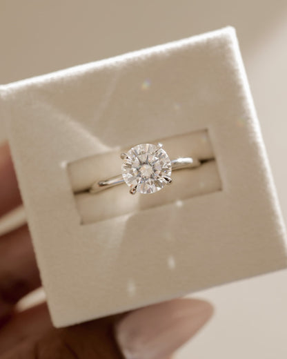 Bindi - Round Claw Solitaire with Hidden Halo Engagement Ring - Yellow Gold