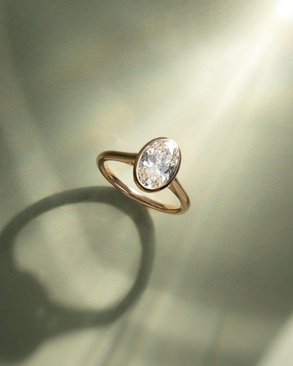 Daphne - Oval Bezel Solitaire with Cathedral High Setting Engagement Ring - Rose Two-Tone