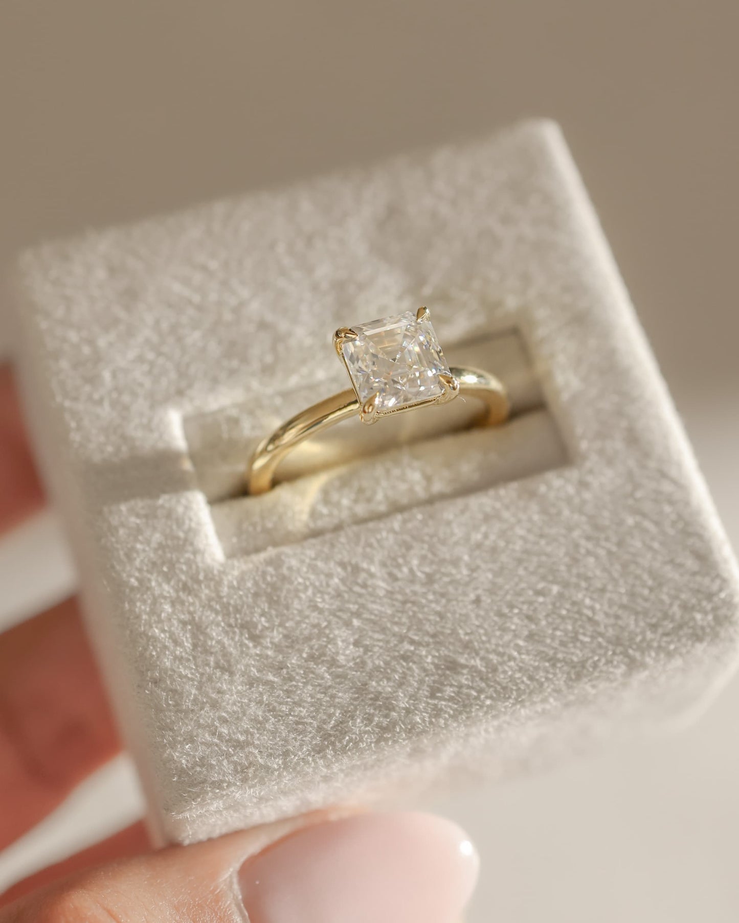 Emmy - Asscher Claw Solitaire Engagement Ring - Yellow Gold