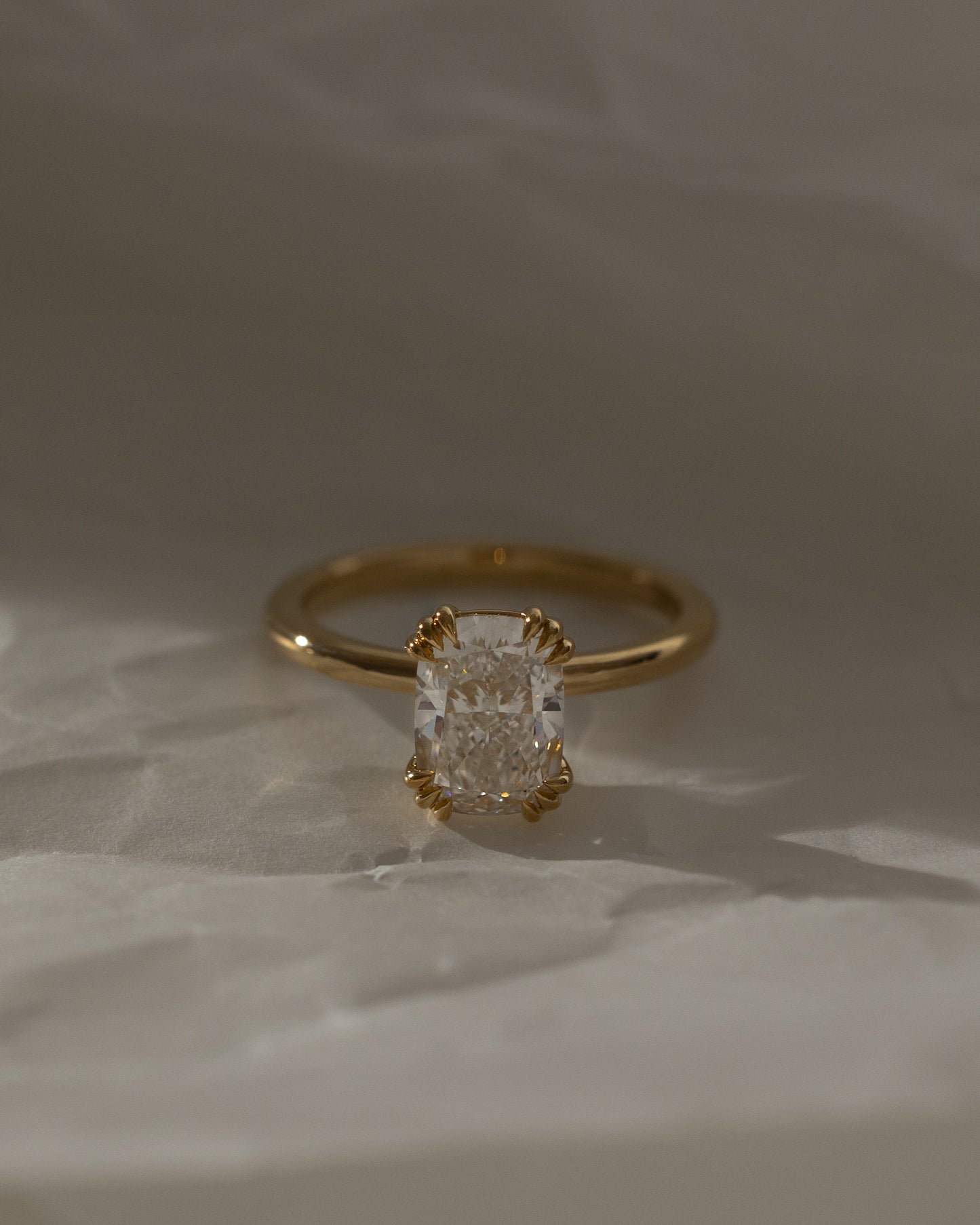 Helena - Elongated Cushion Triple Claw Solitaire Engagement Ring - Rose Two-Tone - Lifestyle