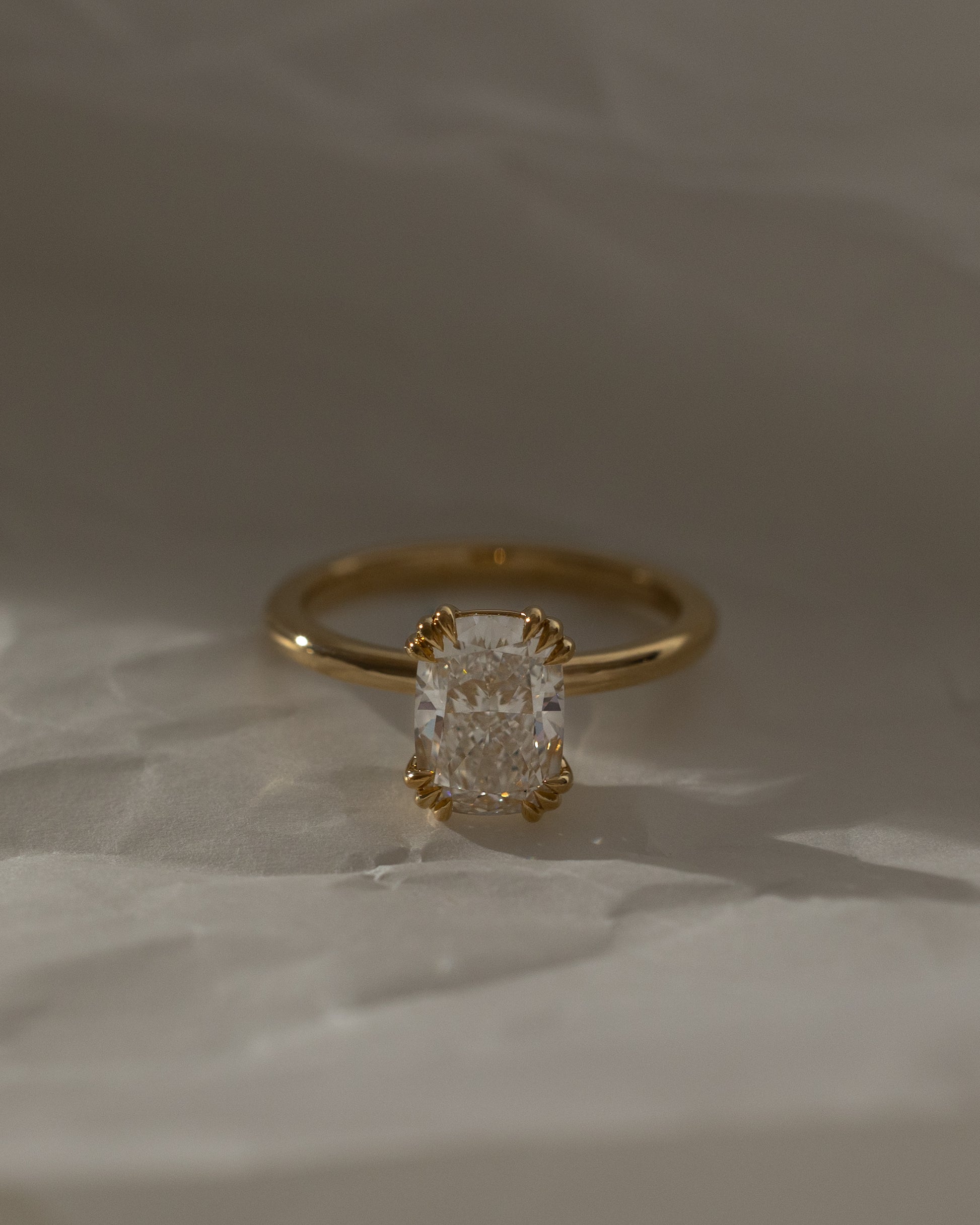 Helena - Elongated Cushion Triple Claw Solitaire Engagement Ring - Rose Two-Tone - Lifestyle