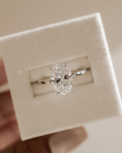 Wilma - Oval Claw Solitaire with Hidden Halo Engagement Ring - Yellow Gold