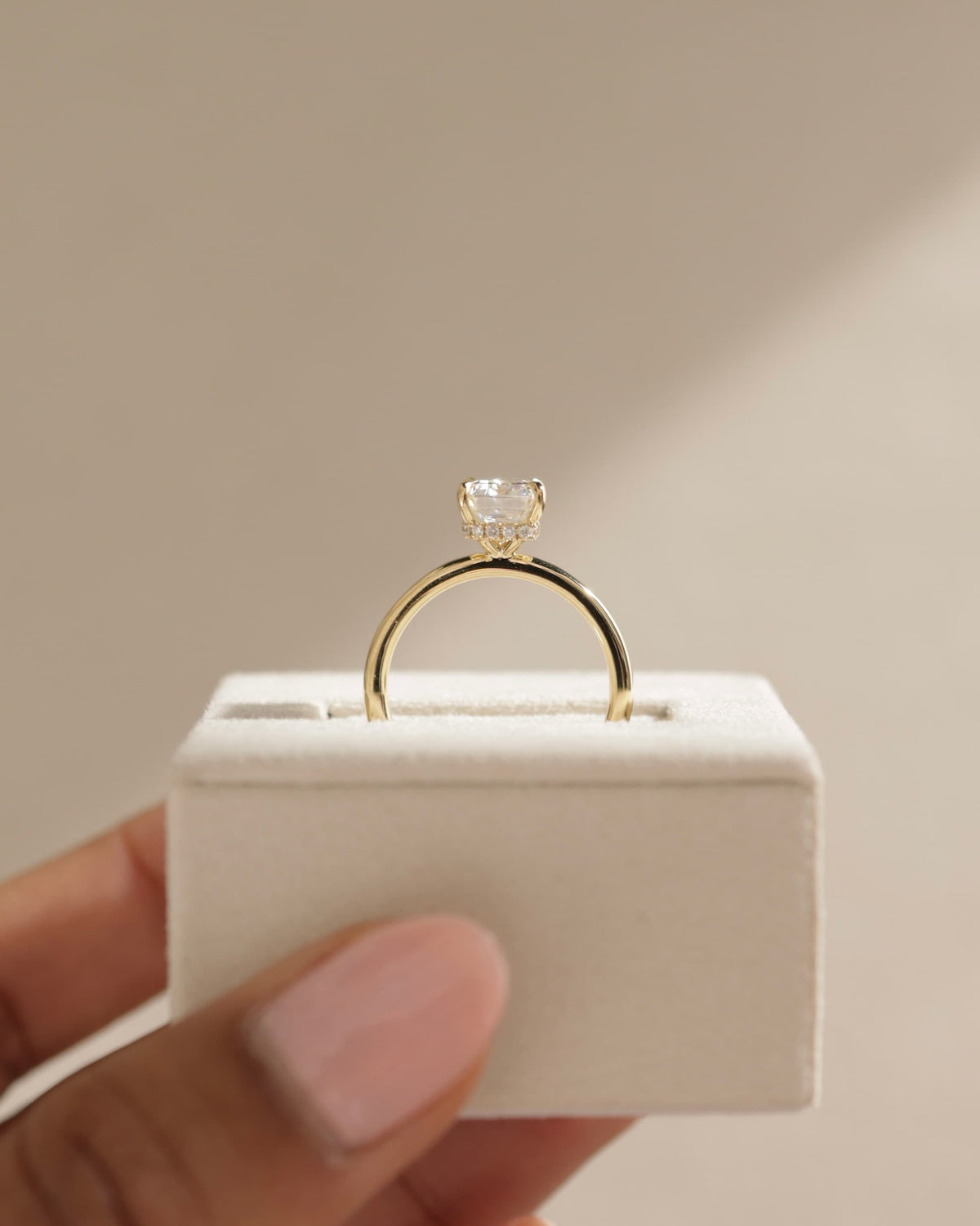 Miller - Emerald Claw Solitaire with Wrap Around Hidden Halo Engagement Ring - Rose Two-Tone
