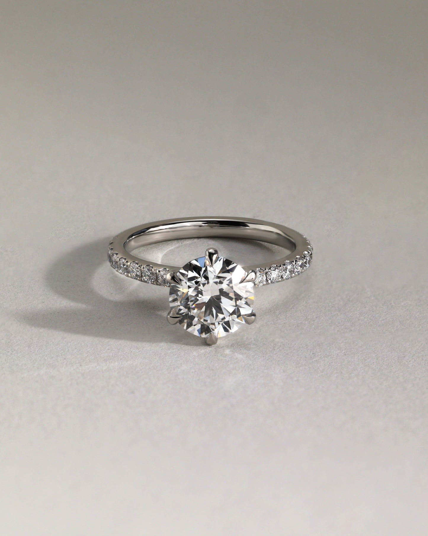 Alexandria - Round Claw Solitaire with Pave Band Engagement Ring - Rose Two-Tone - Lifestyle