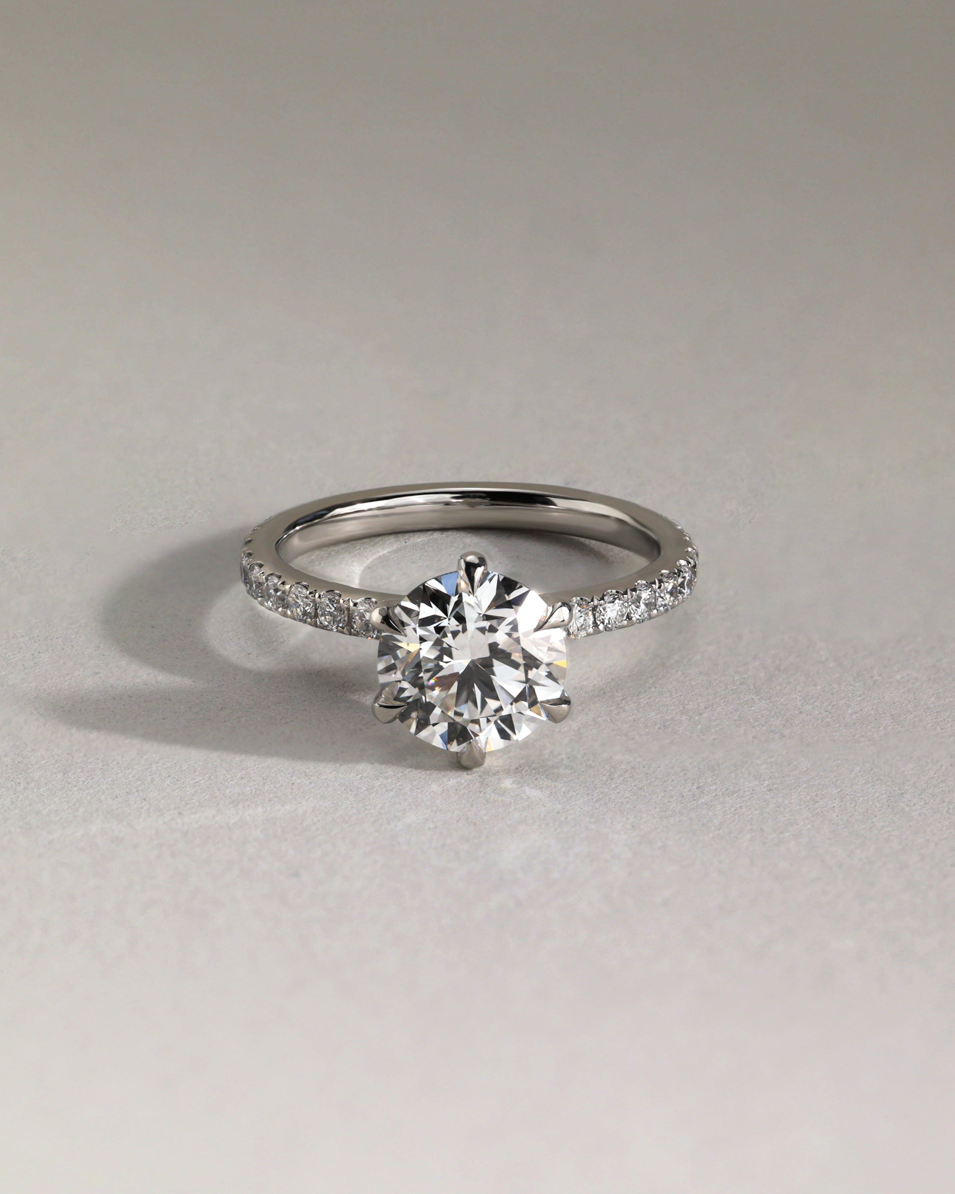 Alexandria - Round Claw Solitaire with Pave Band Engagement Ring - Rose Two-Tone - Lifestyle