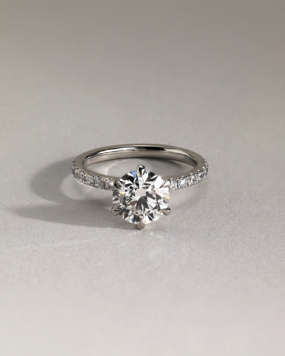 Alexandria - Round Claw Solitaire with Pave Band Engagement Ring - Rose Two-Tone - rose two-tone - Lara Jewels