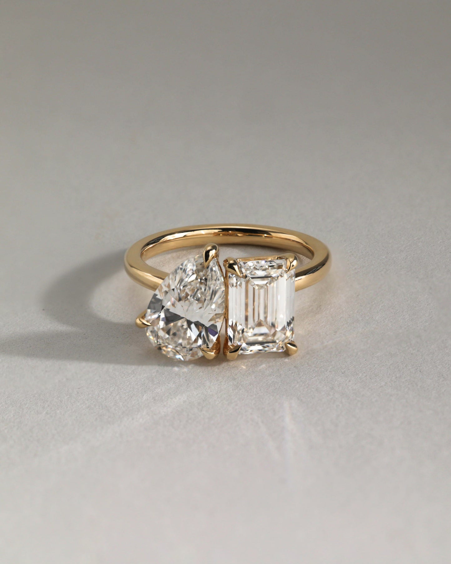Amor - Pear and Emerald Claw Toi et Moi Engagement Ring - Rose Two-Tone - Lifestyle