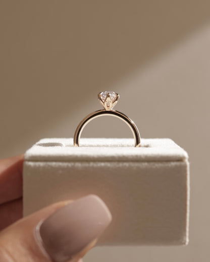 Eve - Marquise Claw Solitaire with Petal Gallery Engagement Ring - Yellow Gold
