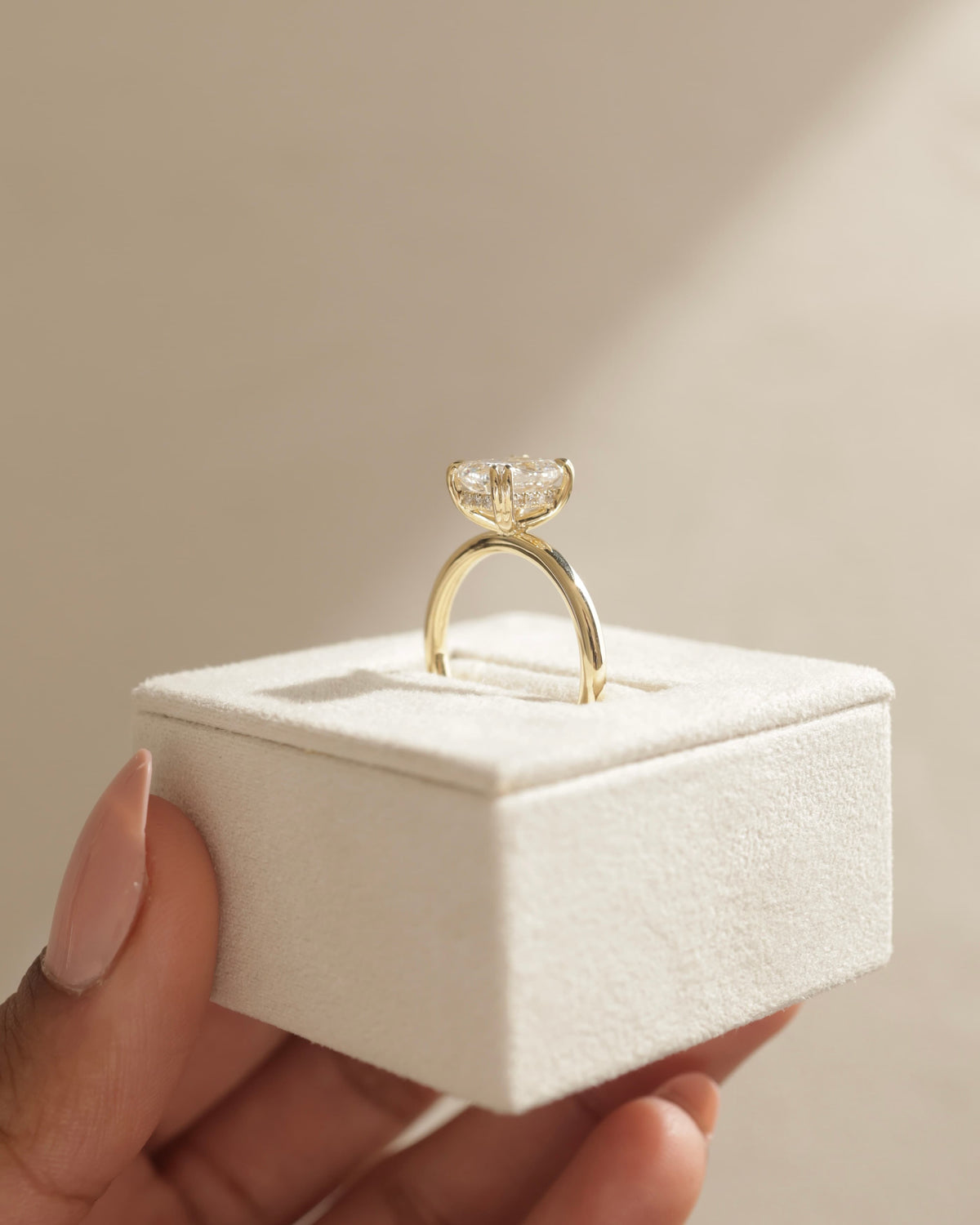 Aubrey - Elongated Cushion Double Claw Solitaire with Hidden Halo Engagement Ring - Rose Two-Tone