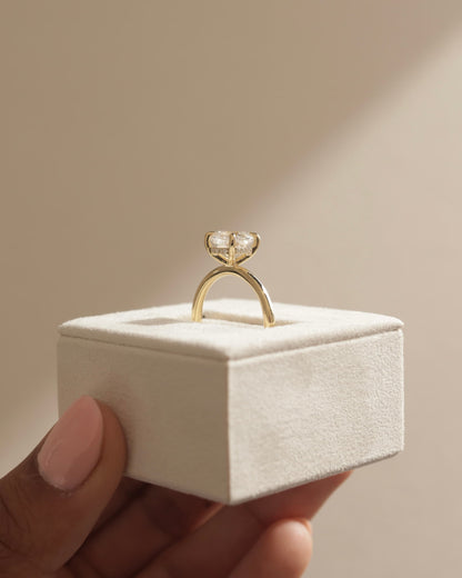 Rosie - Cushion Claw Solitaire with Hidden Halo Engagement Ring - White Gold