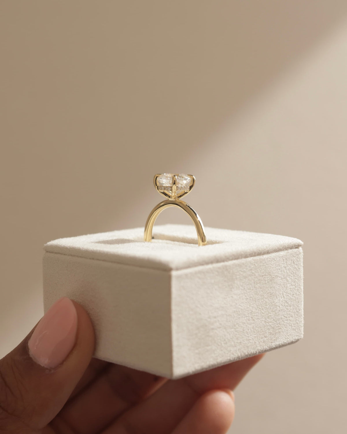 Rosie - Cushion Claw Solitaire with Hidden Halo Engagement Ring - Yellow Gold