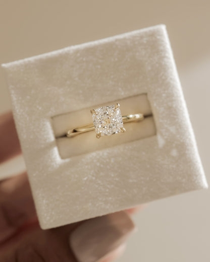 Hazel - Cushion Claw Solitaire Engagement Ring - Yellow Gold