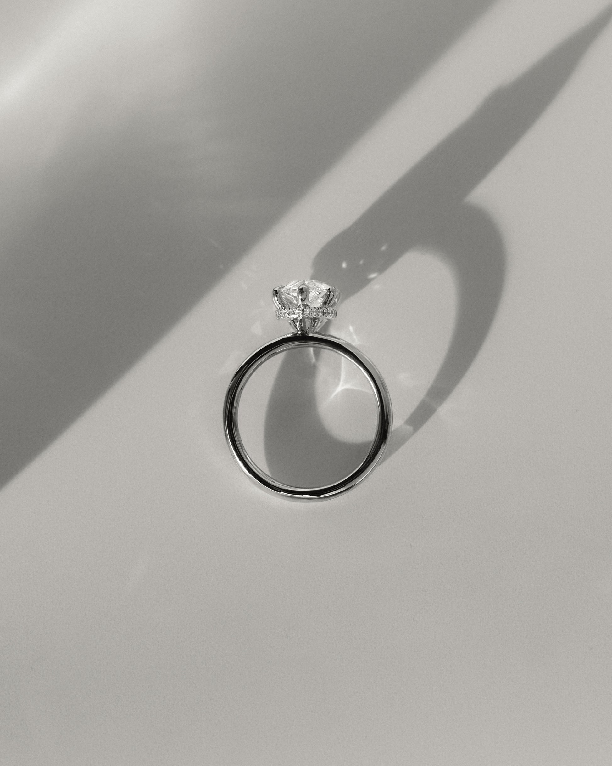 Ainsley - Pear Claw Solitaire with Wrap Around Hidden Halo Engagement Ring - Rose Two-Tone - Lifestyle