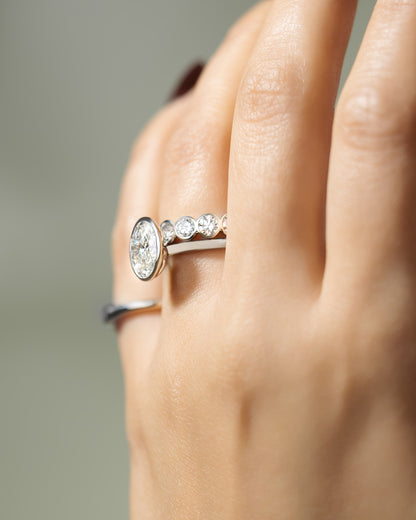 Armani - Oval Bezel Solitaire with Petal Gallery Engagement Ring - Yellow Gold