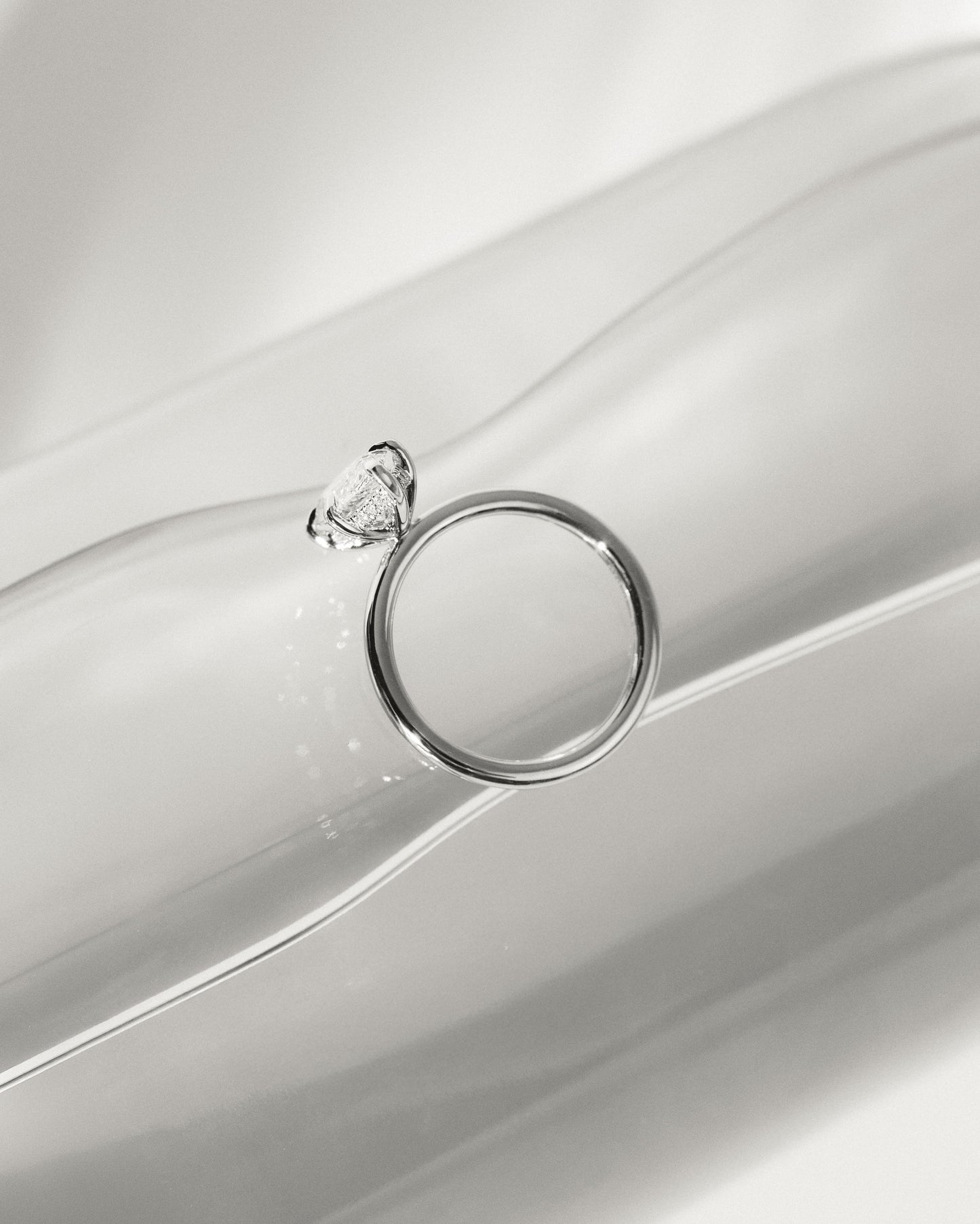 Zariyah - Marquise Claw Solitaire with Hidden Halo Engagement Ring - Platinum
