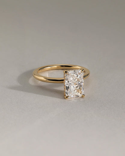 Carly - Radiant Claw Solitaire with Hidden Halo Engagement Ring - Platinum