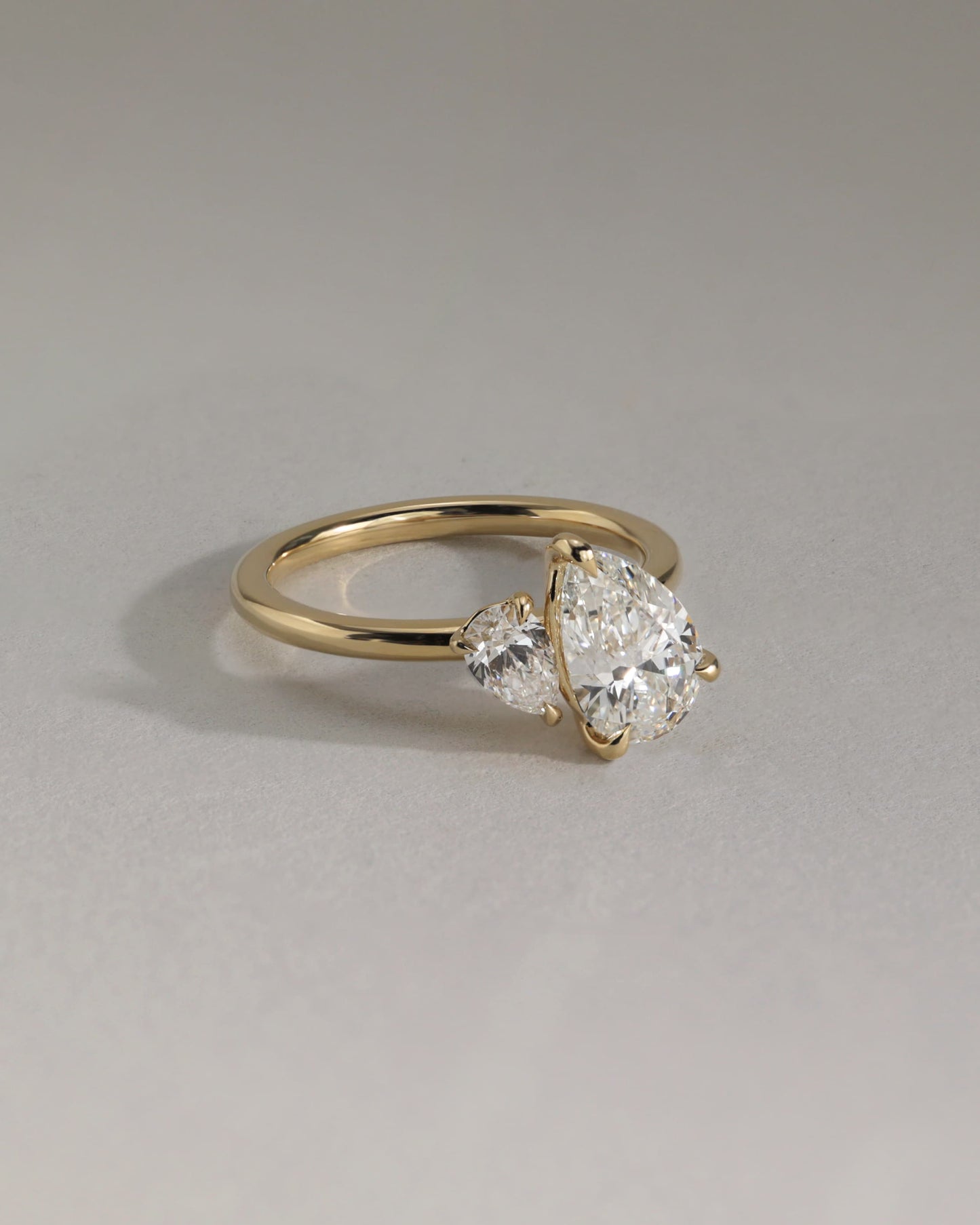 Francesca - Pear and Pear Claw Toi et Moi Engagement Ring - Yellow Two-Tone