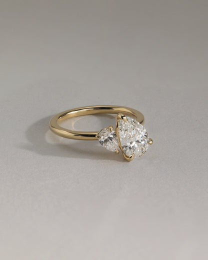 Francesca - Pear and Pear Claw Toi et Moi Engagement Ring - Yellow Gold