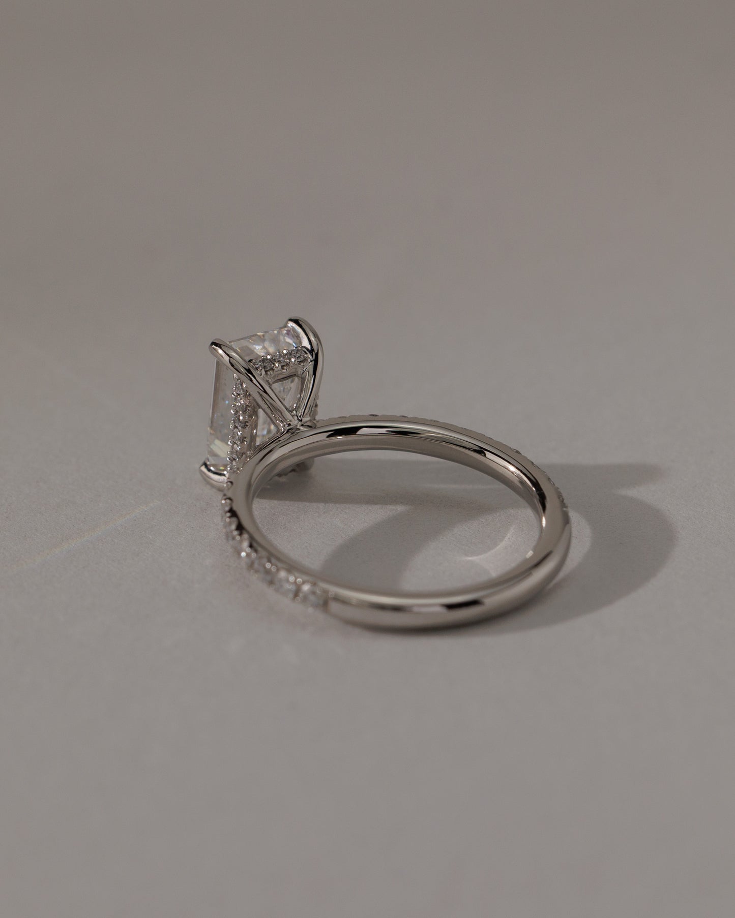 Gwyneth - Emerald Claw Solitaire with Hidden Halo and Pave Band Engagement Ring - Rose Two-Tone - Lifestyle