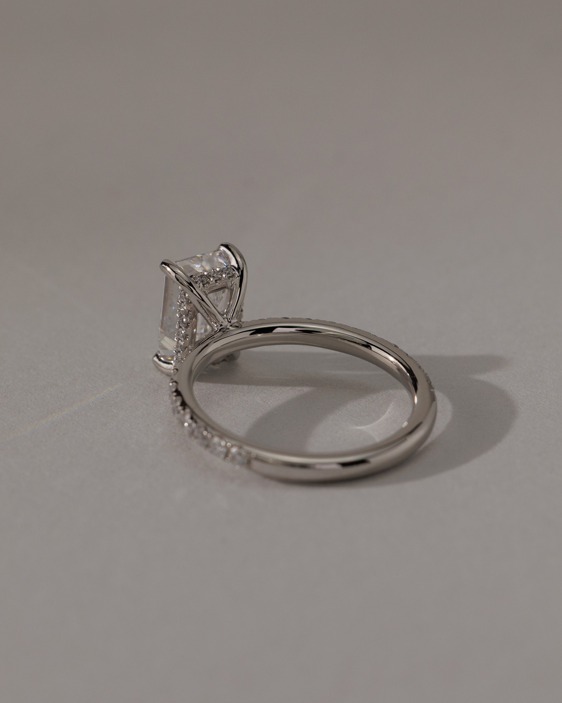 Gwyneth - Emerald Claw Solitaire with Hidden Halo and Pave Band Engagement Ring - Rose Two-Tone - Lifestyle