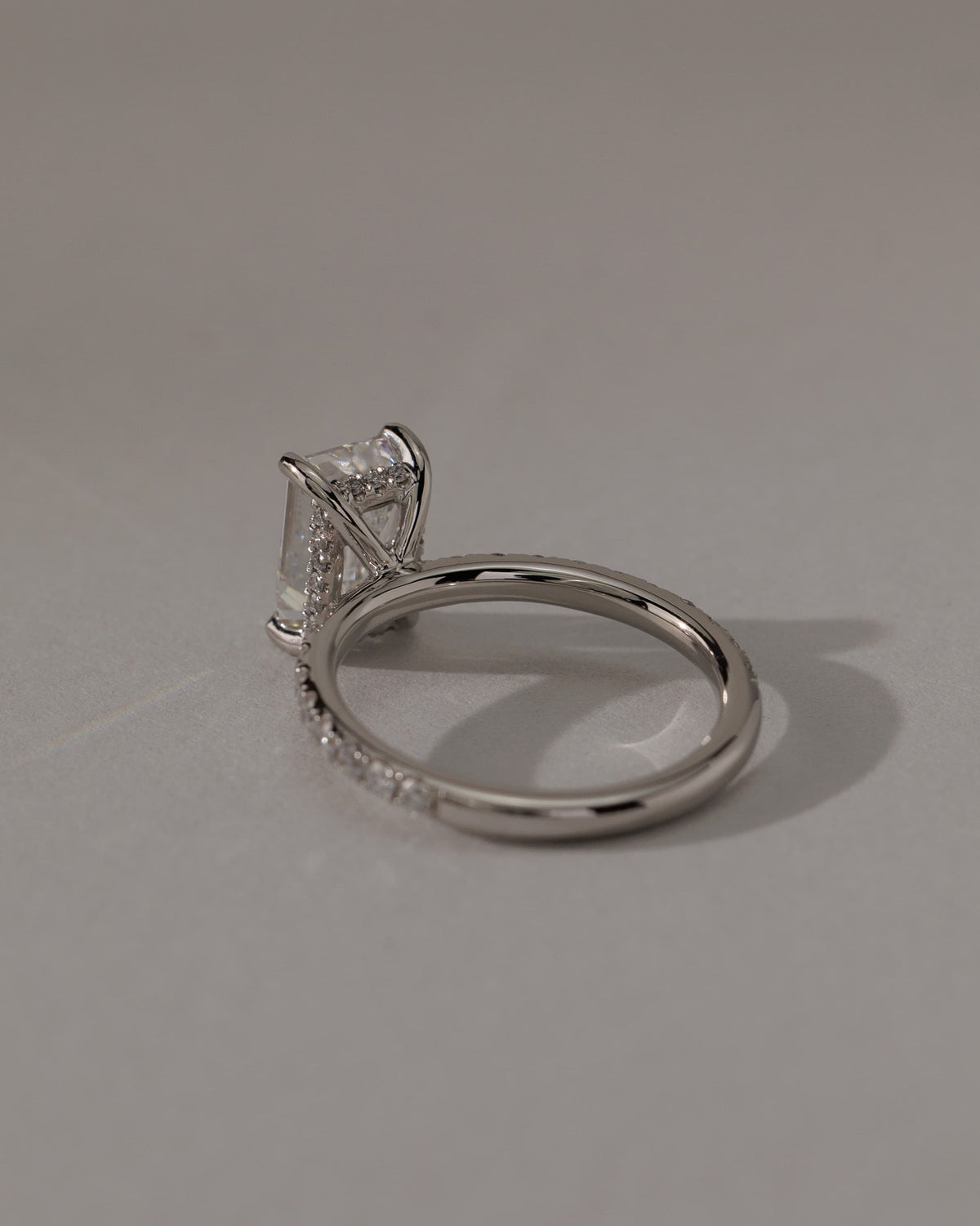 Gwyneth - Emerald Claw Solitaire with Hidden Halo and Pave Band Engagement Ring - Yellow Gold