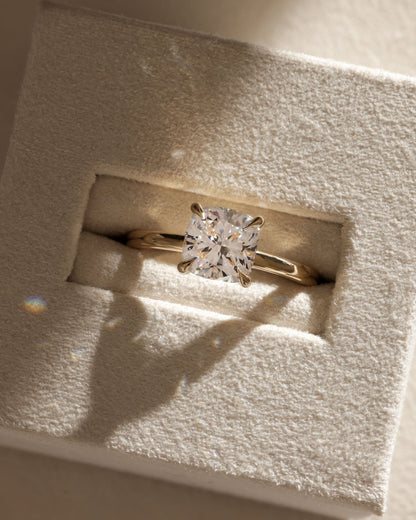 Hazel - Cushion Claw Solitaire Engagement Ring - Yellow Gold