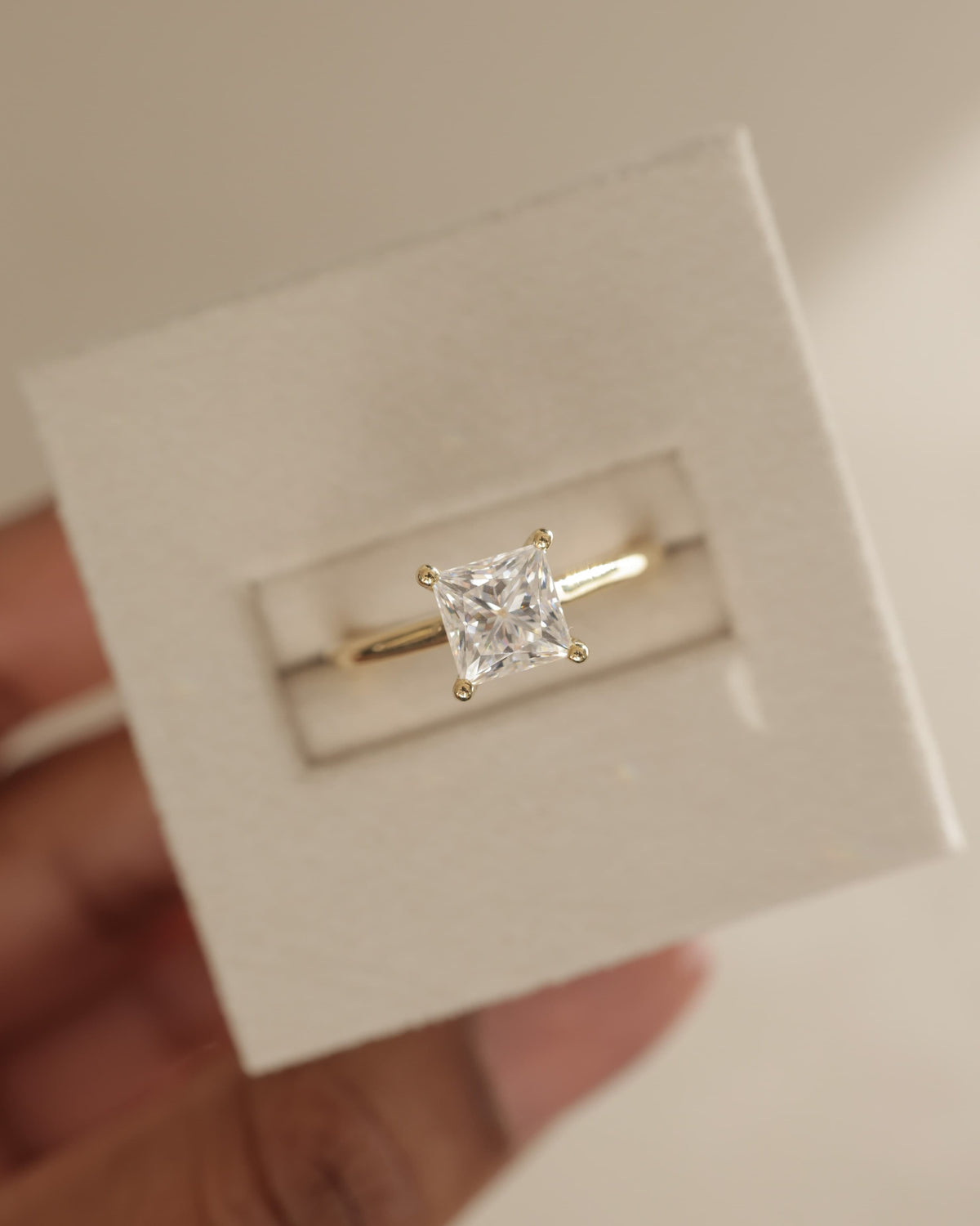 Natalie - Princess Claw Solitaire with Hidden Halo and Cathedral High Setting Engagement Ring - Rose Gold