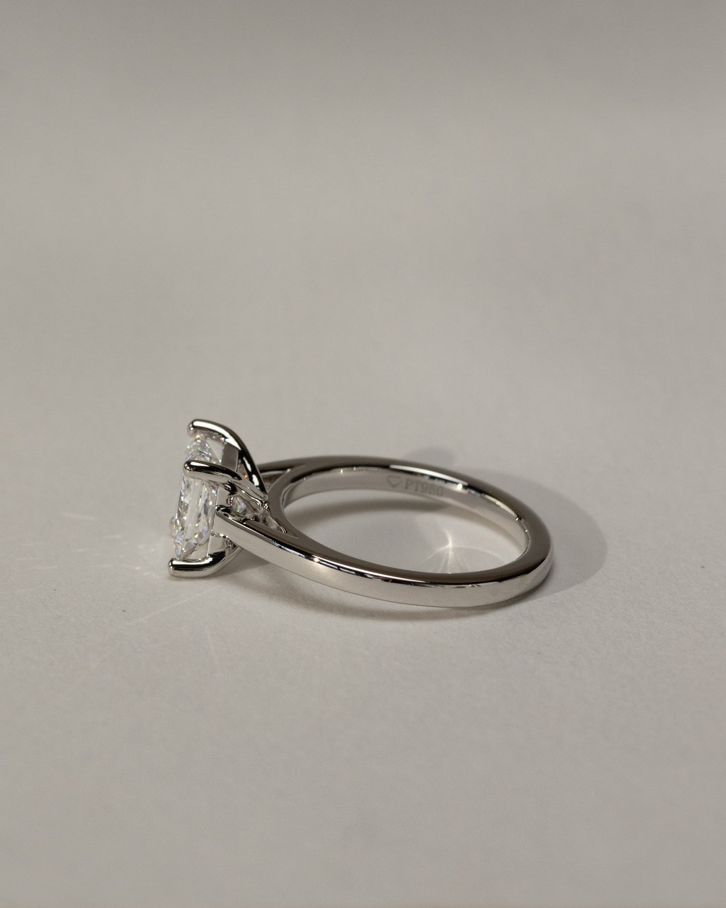 Lilith - Princess Claw Solitaire with Flat Band and Cathedral High Setting Engagement Ring - Rose Gold