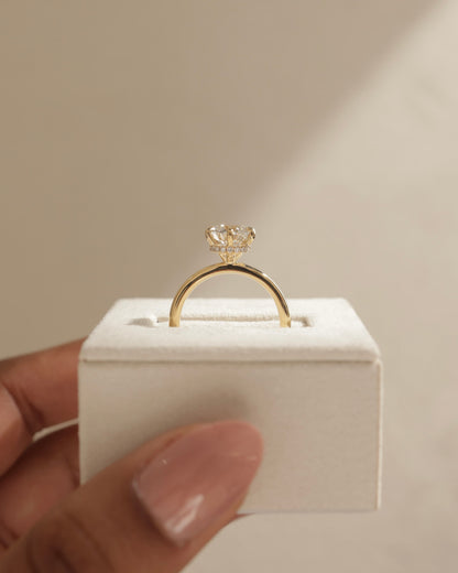 Aria - Round Claw Solitaire with Wrap Around Hidden Halo Engagement Ring - Yellow Two-Tone - yellow two-tone - Lara Jewels