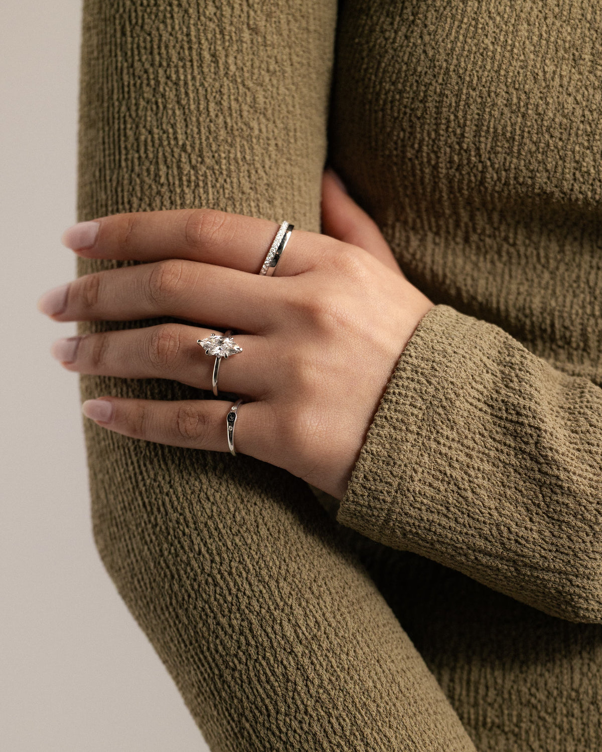 Stephanie - Marquise Claw Solitaire Engagement Ring - Rose Two-Tone