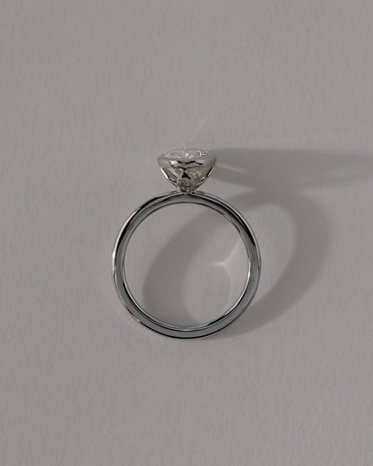 Armani - Oval Bezel Solitaire with Petal Gallery Engagement Ring - White Gold