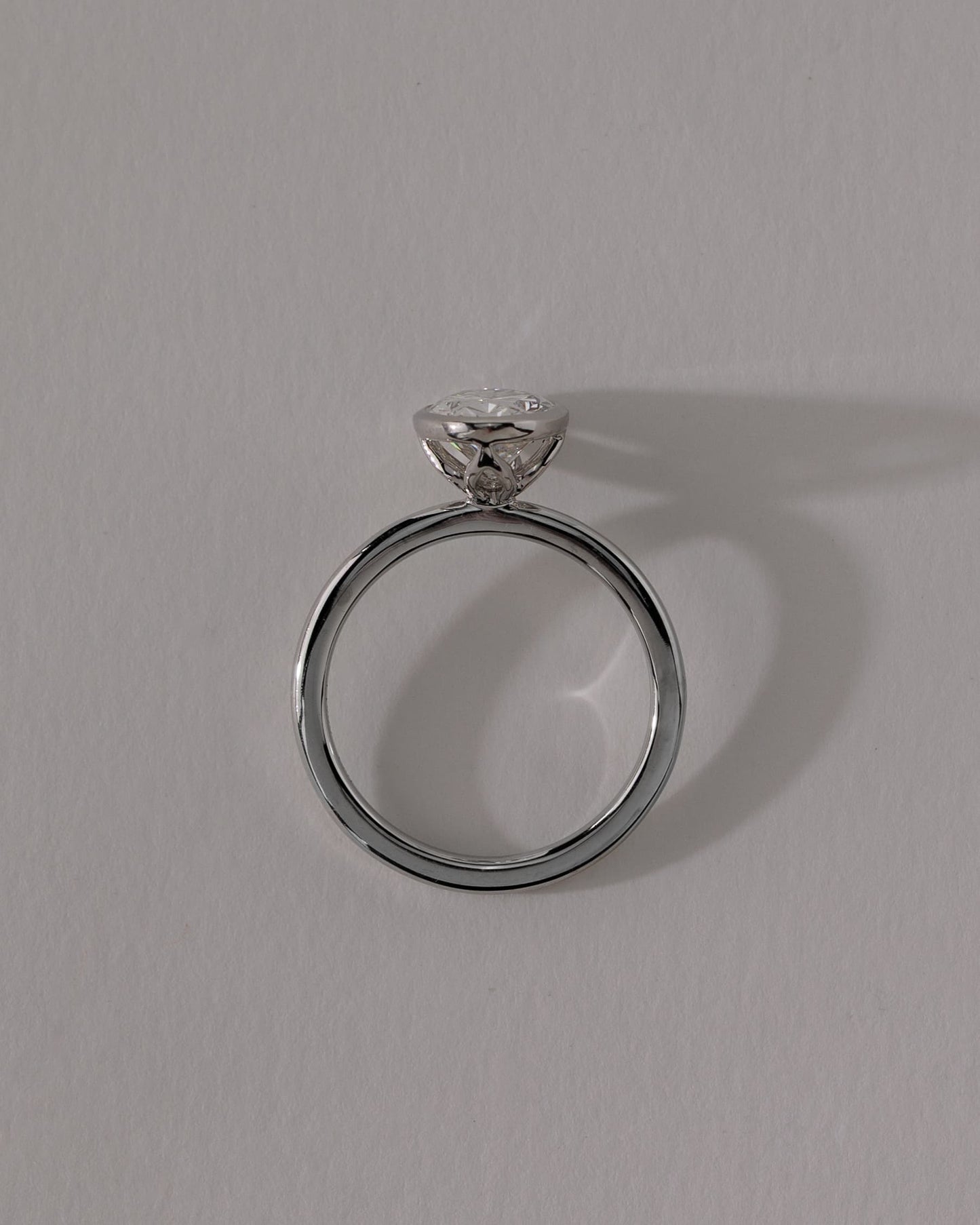 Armani - Oval Bezel Solitaire with Petal Gallery Engagement Ring - Rose Two-Tone