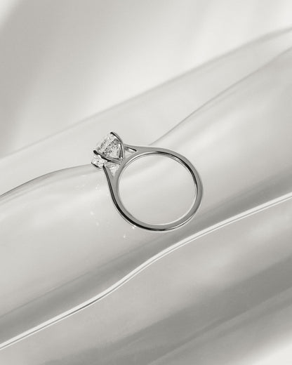 Bonnie - Round Claw Solitaire with Hidden Halo and Cathedral High Setting Engagement Ring - Yellow Gold