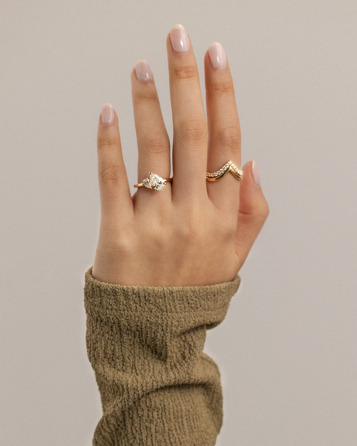 Francesca - Pear and Pear Claw Toi et Moi Engagement Ring - Yellow Gold