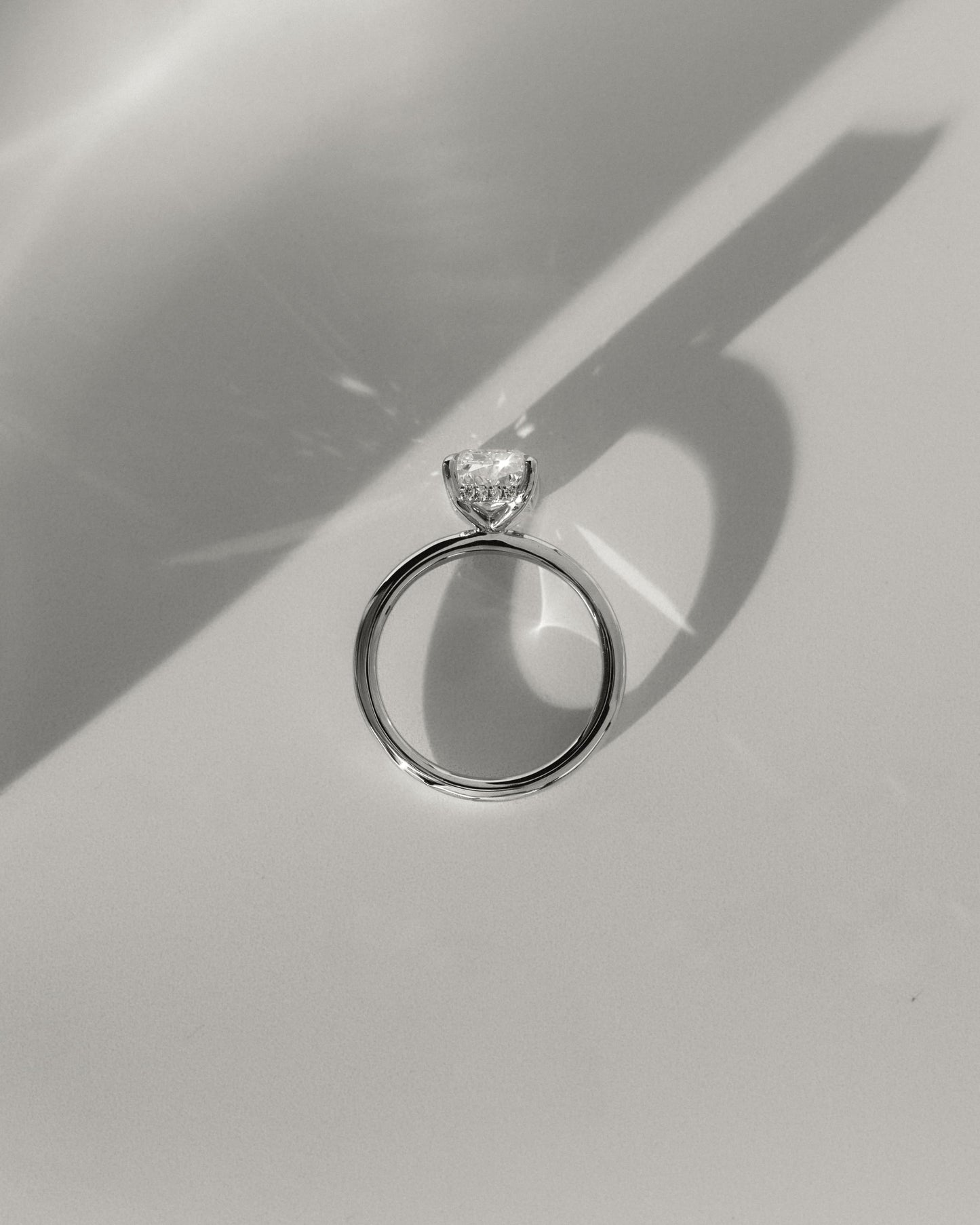 Carly - Radiant Claw Solitaire with Hidden Halo Engagement Ring - Yellow Gold