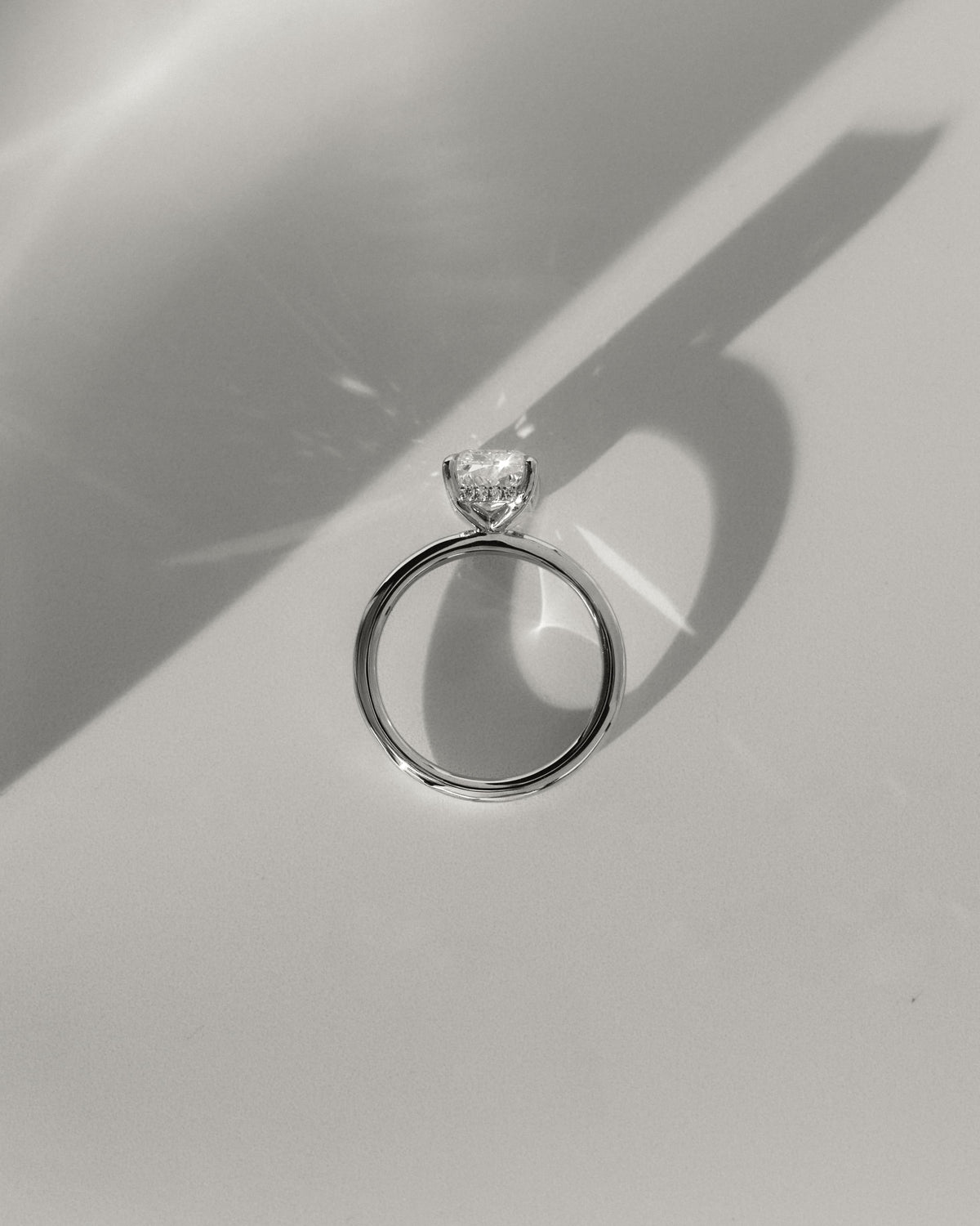 Carly - Radiant Claw Solitaire with Hidden Halo Engagement Ring - Rose Gold
