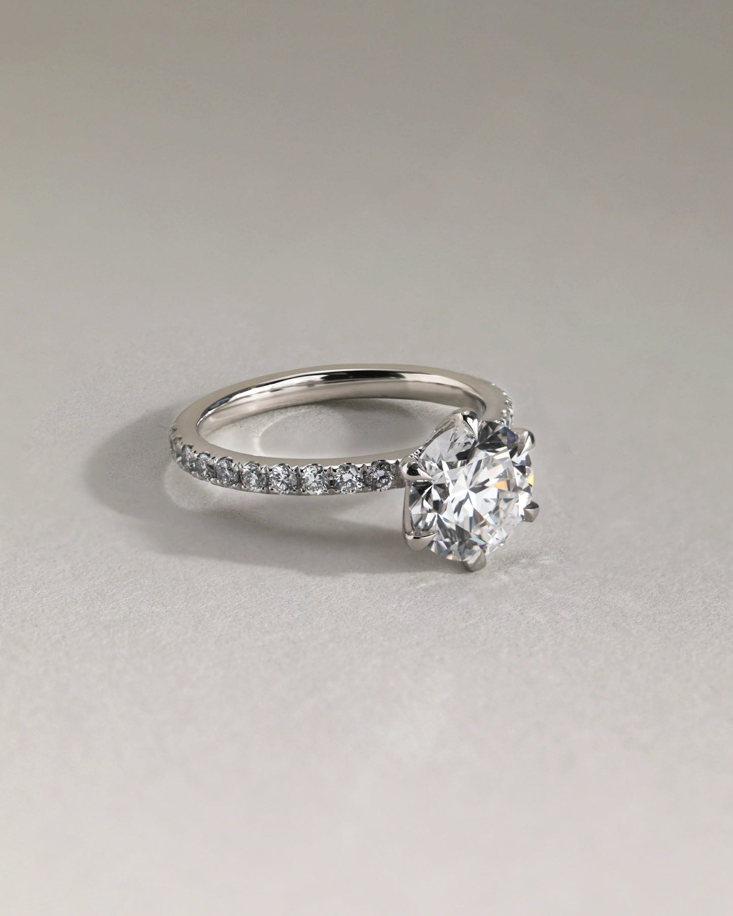 Alexandria - Round Claw Solitaire with Pave Band Engagement Ring - Rose Two-Tone - Lifestyle