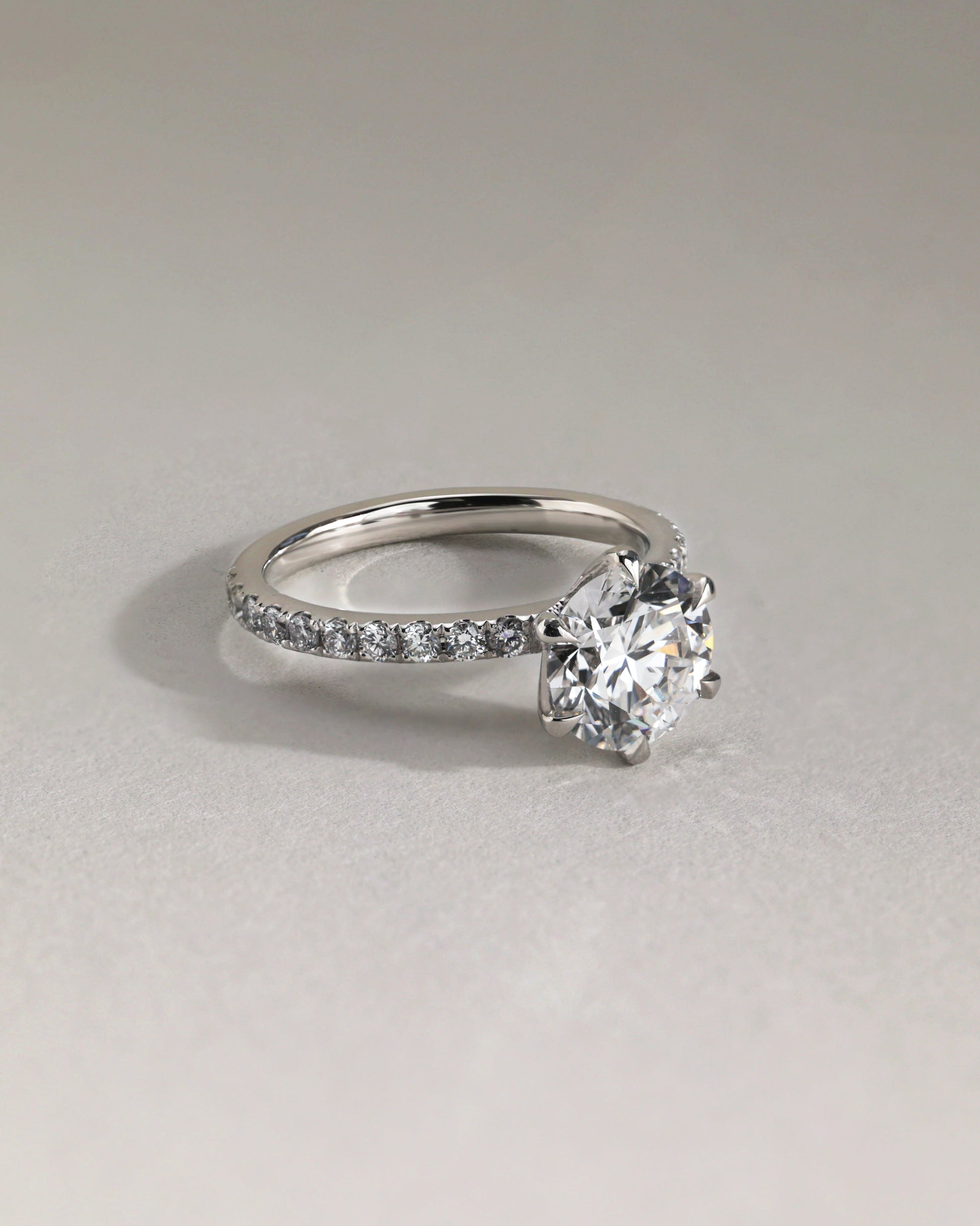 Alexandria - Round Claw Solitaire with Pave Band Engagement Ring - Rose Two-Tone - Lifestyle