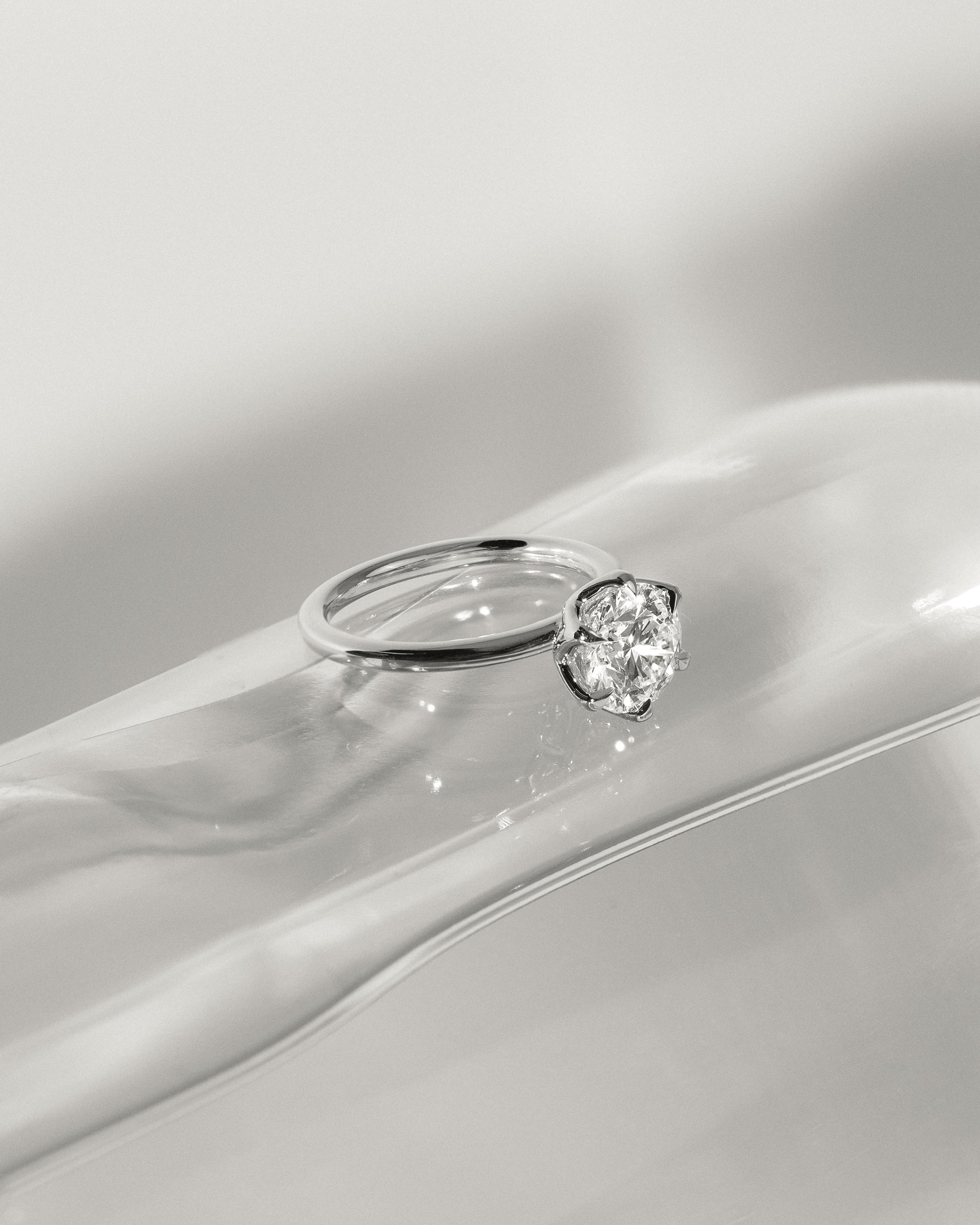 Iris - Round Claw Solitaire with Petal Gallery Engagement Ring - Rose Two-Tone - Lifestyle