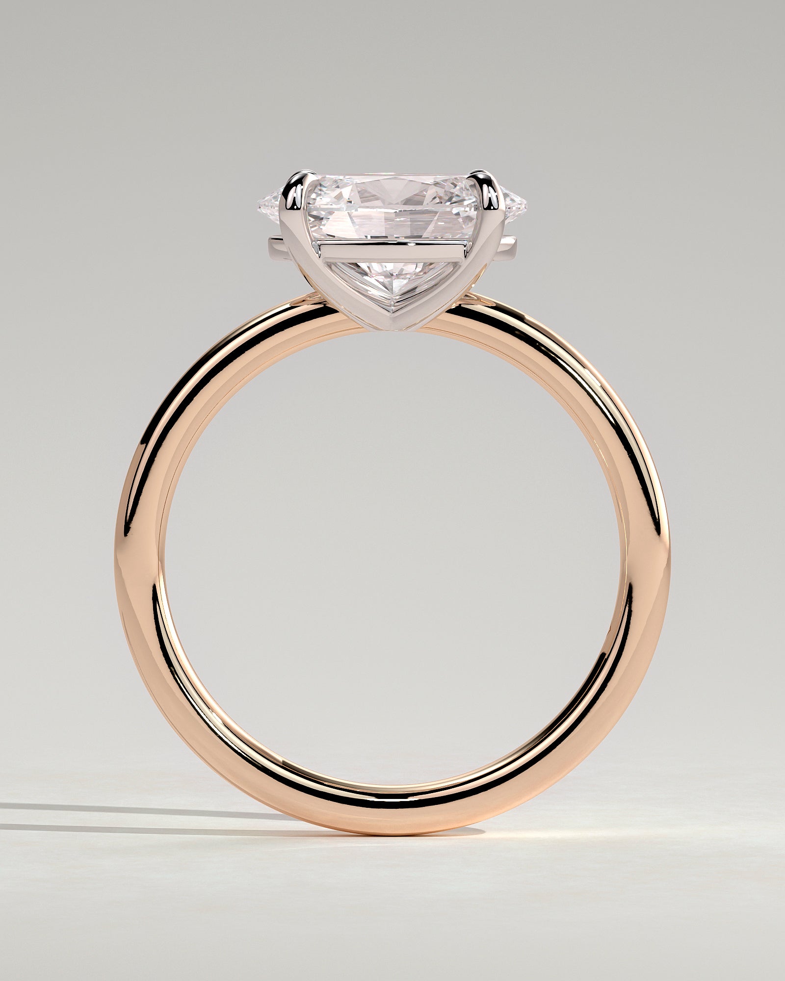 Dotti - Oval East West Claw Solitaire Engagement Ring - Rose Two-Tone - Rose Two-Tone 2ct