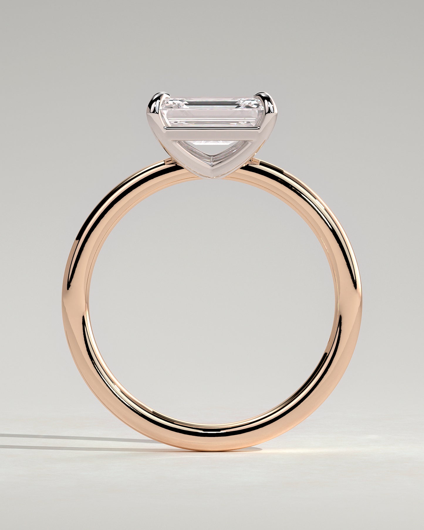 Debbie - Emerald East West Claw Solitaire Engagement Ring - Rose Two-Tone - Rose Two-Tone 2ct
