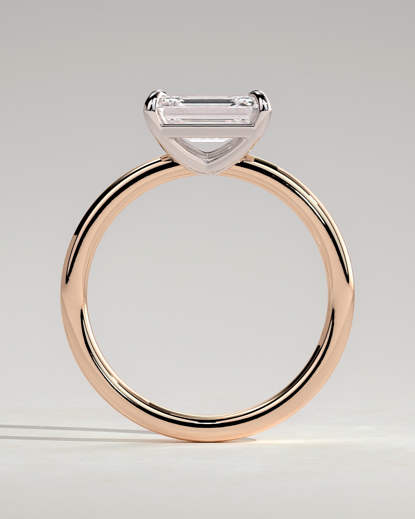 Debbie - Emerald East West Claw Solitaire Engagement Ring - Rose Two-Tone - Rose Two-Tone 2ct