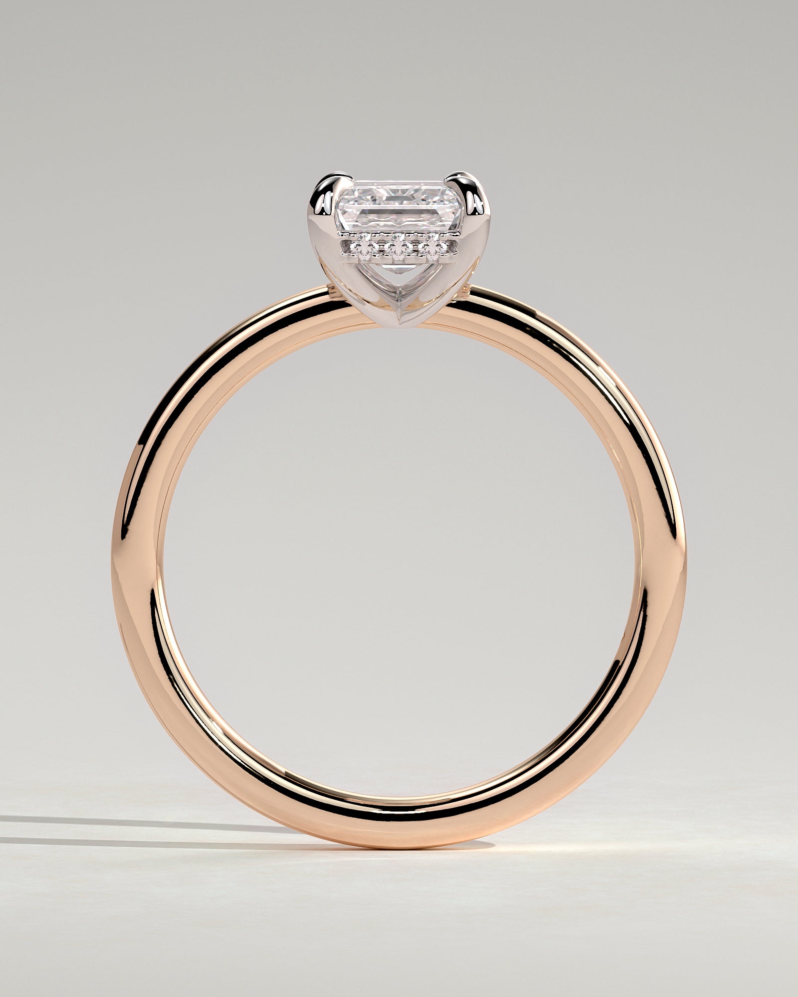 Alice - Emerald Claw Solitaire with Hidden Halo Engagement Ring - Rose Two-Tone - Rose Two-Tone 2ct