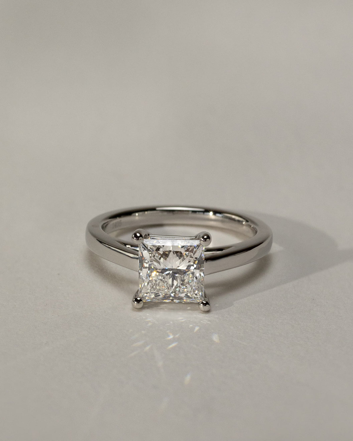 Lilith - Princess Claw Solitaire with Flat Band and Cathedral High Setting Engagement Ring - Platinum