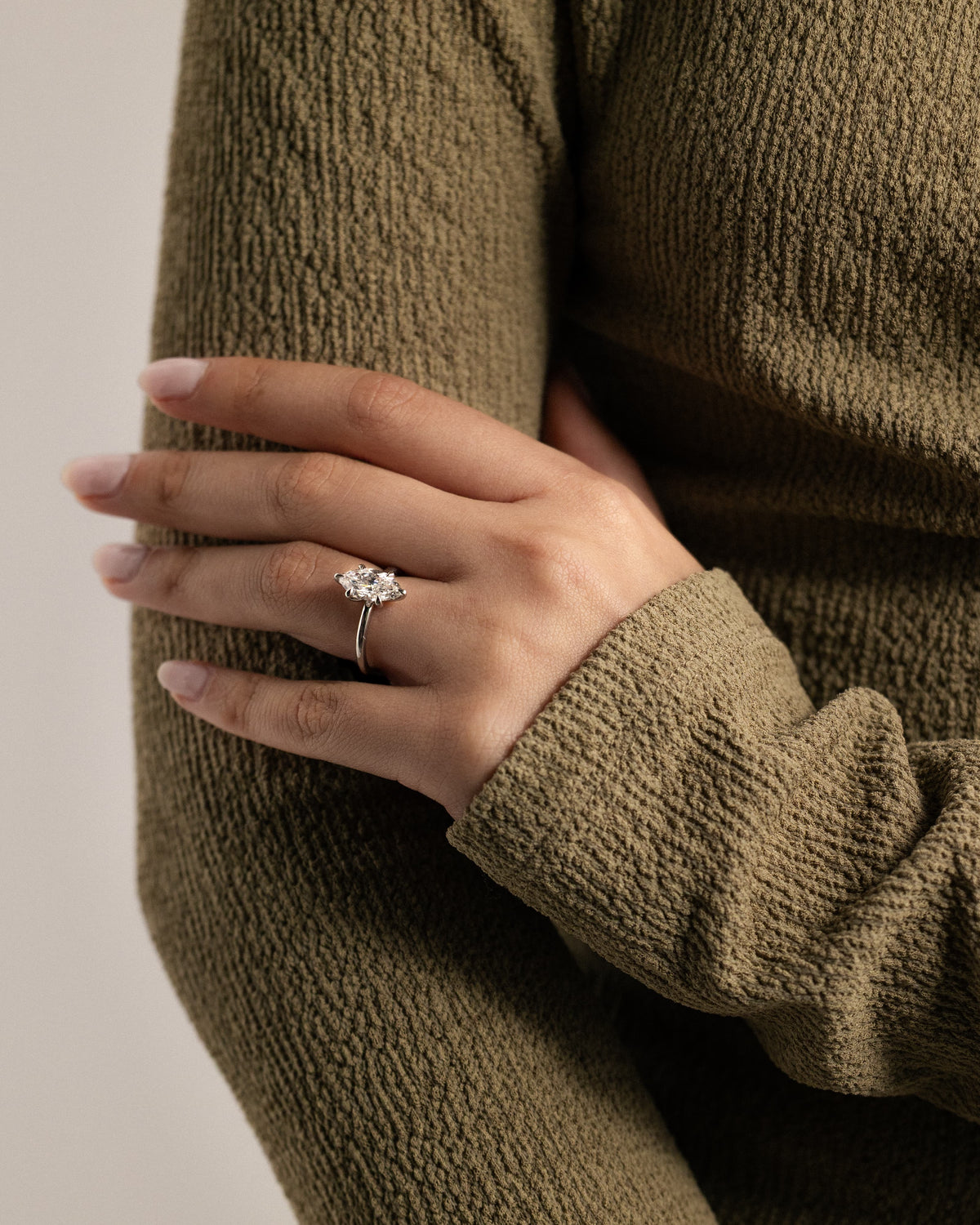 Stephanie - Marquise Claw Solitaire Engagement Ring - Yellow Gold
