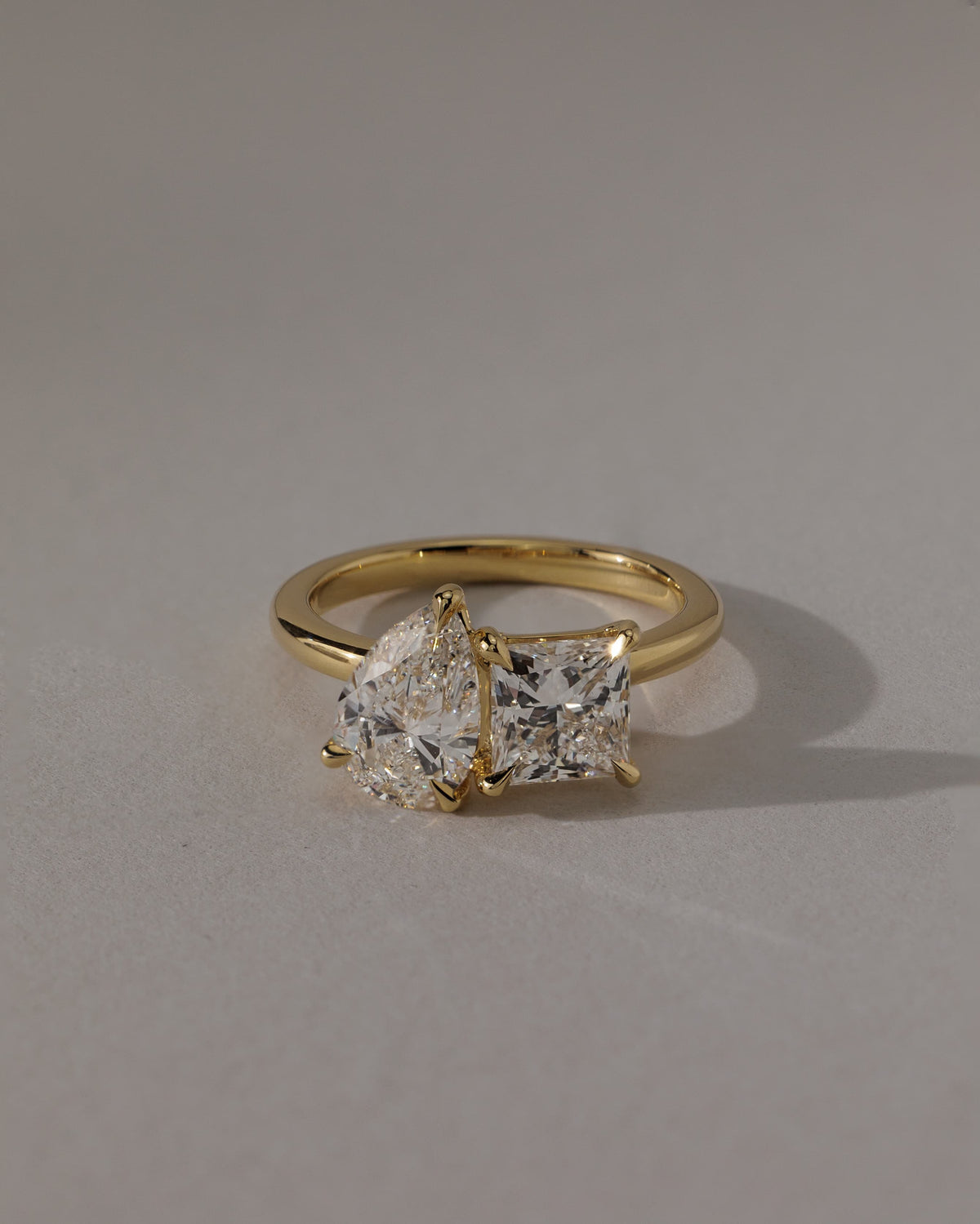 Svea - Pear and Princess Claw Toi et Moi Engagement Ring - Platinum