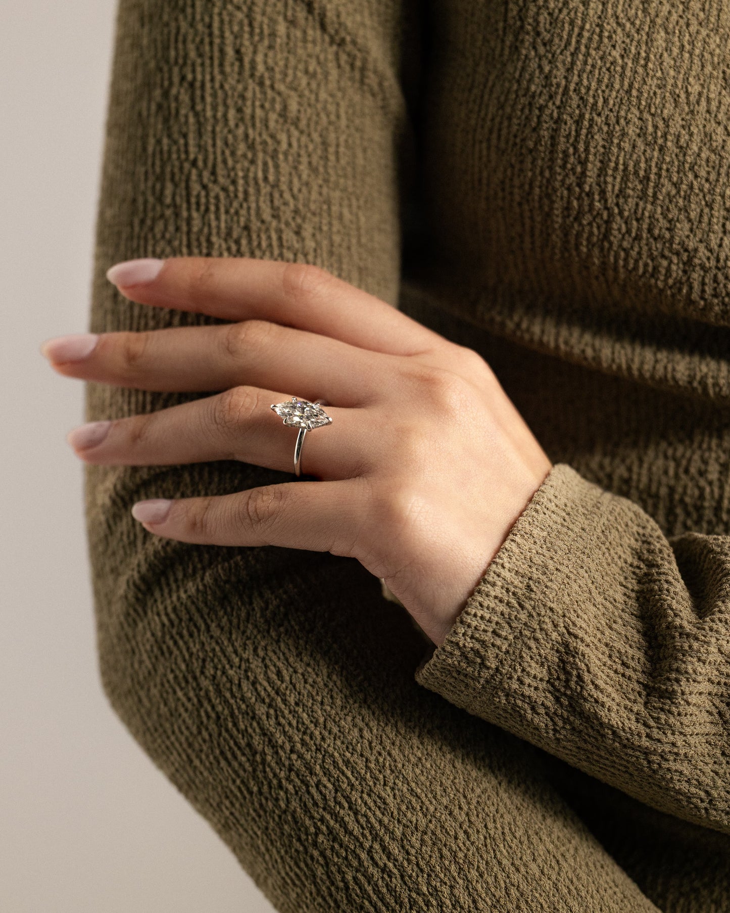 Zariyah - Marquise Claw Solitaire with Hidden Halo Engagement Ring - Rose Two-Tone